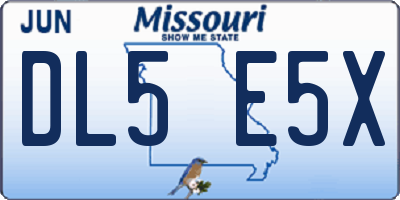 MO license plate DL5E5X