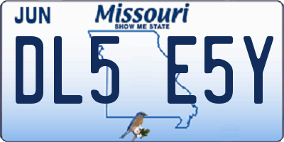 MO license plate DL5E5Y