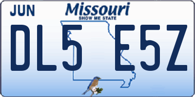 MO license plate DL5E5Z