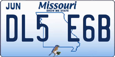 MO license plate DL5E6B