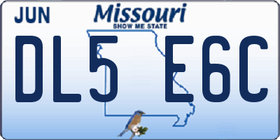 MO license plate DL5E6C