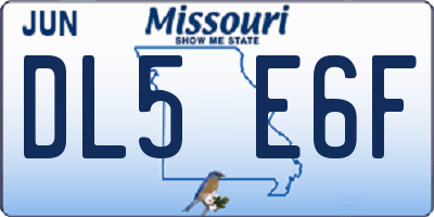 MO license plate DL5E6F