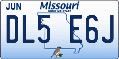 MO license plate DL5E6J