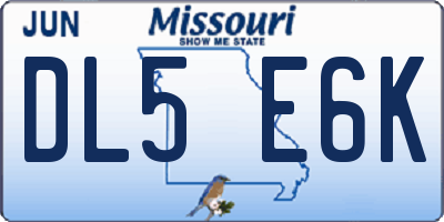 MO license plate DL5E6K