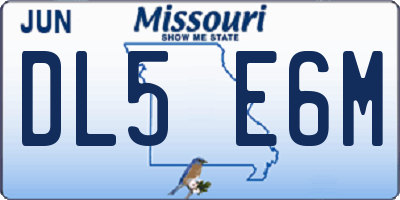 MO license plate DL5E6M