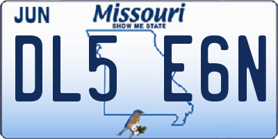 MO license plate DL5E6N