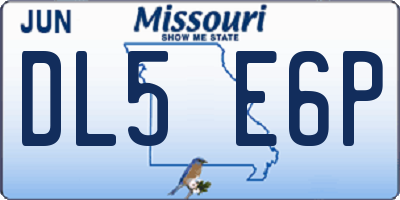 MO license plate DL5E6P