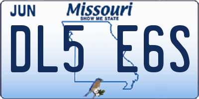 MO license plate DL5E6S