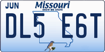 MO license plate DL5E6T