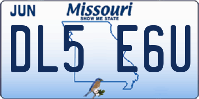 MO license plate DL5E6U