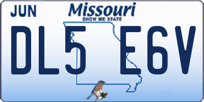 MO license plate DL5E6V