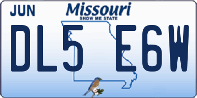 MO license plate DL5E6W