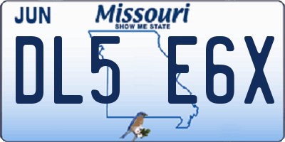 MO license plate DL5E6X