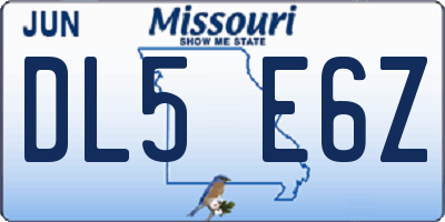 MO license plate DL5E6Z
