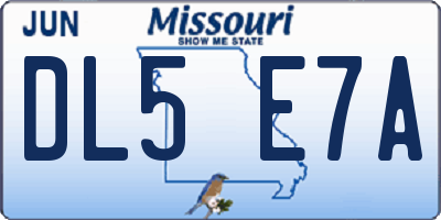 MO license plate DL5E7A