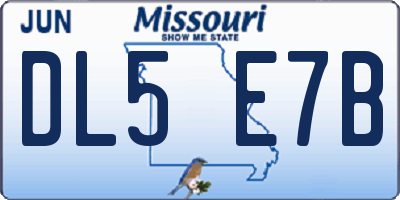 MO license plate DL5E7B
