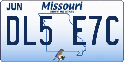 MO license plate DL5E7C