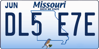 MO license plate DL5E7E
