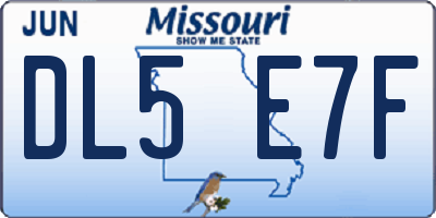 MO license plate DL5E7F