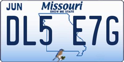 MO license plate DL5E7G