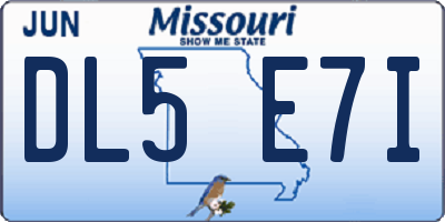 MO license plate DL5E7I