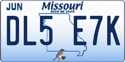 MO license plate DL5E7K