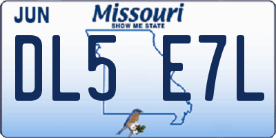 MO license plate DL5E7L