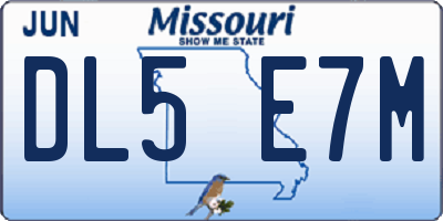 MO license plate DL5E7M