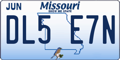 MO license plate DL5E7N