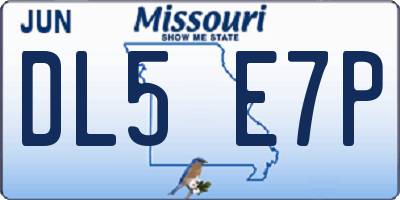 MO license plate DL5E7P