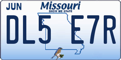 MO license plate DL5E7R