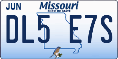 MO license plate DL5E7S