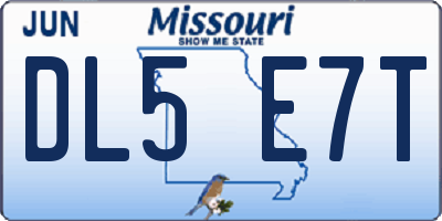 MO license plate DL5E7T