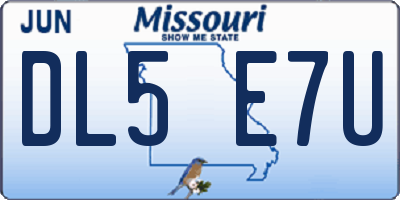 MO license plate DL5E7U