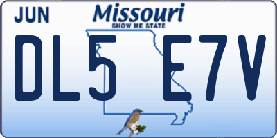 MO license plate DL5E7V