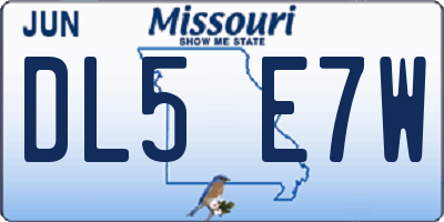 MO license plate DL5E7W