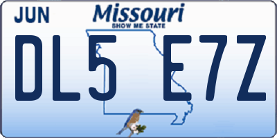 MO license plate DL5E7Z