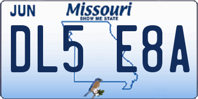MO license plate DL5E8A