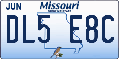 MO license plate DL5E8C