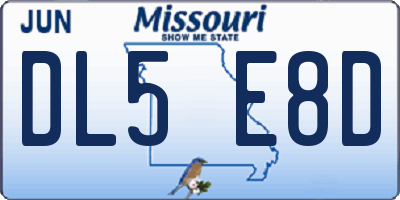 MO license plate DL5E8D