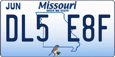 MO license plate DL5E8F