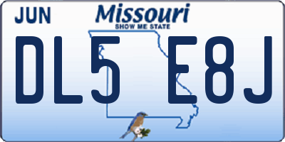 MO license plate DL5E8J
