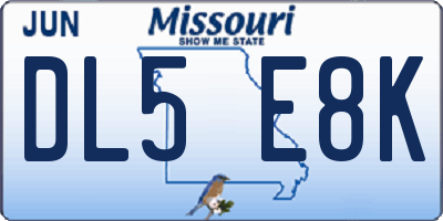 MO license plate DL5E8K