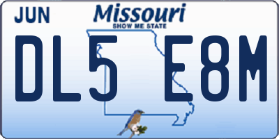 MO license plate DL5E8M
