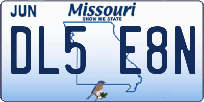MO license plate DL5E8N