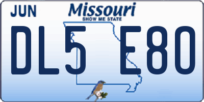 MO license plate DL5E8O