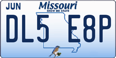 MO license plate DL5E8P