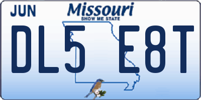 MO license plate DL5E8T