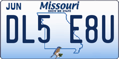 MO license plate DL5E8U