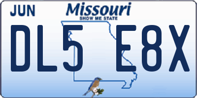 MO license plate DL5E8X
